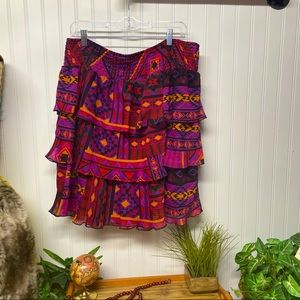 Fashion Bug African printed ruffle skirt 0X